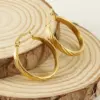 PVD Coated 18K Gold Plated Round Stripe Stainless Steel Retro Simple Style Waterproof Non Tarnish Hoop Earrings