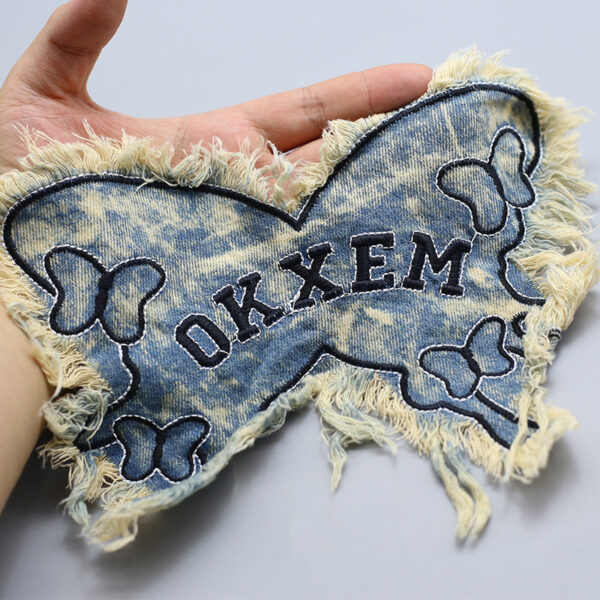 Wholesale New Denim Embroidered Butterfly Cloth Sticker Patch Embroidered Pieces Cloth Sticker Clothing Bag Hand-stitched Decorative Cloth DIY