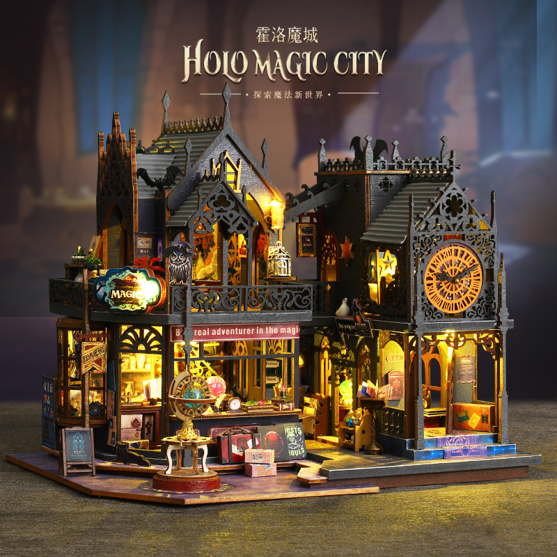 Wholesale Jiate diy cottage Holo Magic City hand-assembled model Villa decoration exquisite decompression birthday gift for men and women