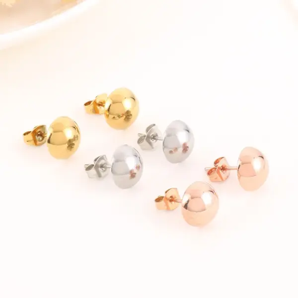 PVD Coated 18K Gold Plated Round Stainless Steel Elegant Cute Waterproof Non Tarnish Ear Studs