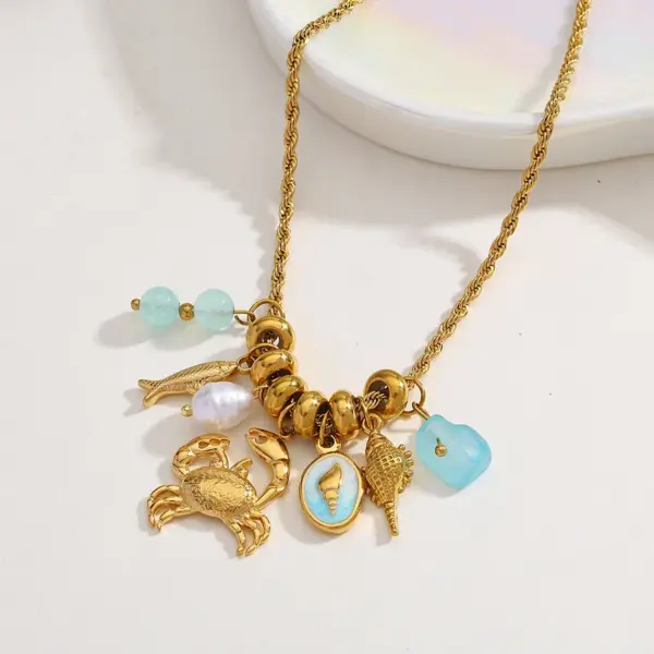 Wholesale Romantic Casual Stainless Steel Plated 18K Gold Imitation Pearl Grape Pendant Necklace Fine Pendant Decoration Decorative Stone Jewelry