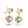 Wholesale PVD Coated Geometric Heart Shape Flower 304 Stainless Steel Elegant Basic Simple Style Waterproof Non Tarnish Drop Earrings