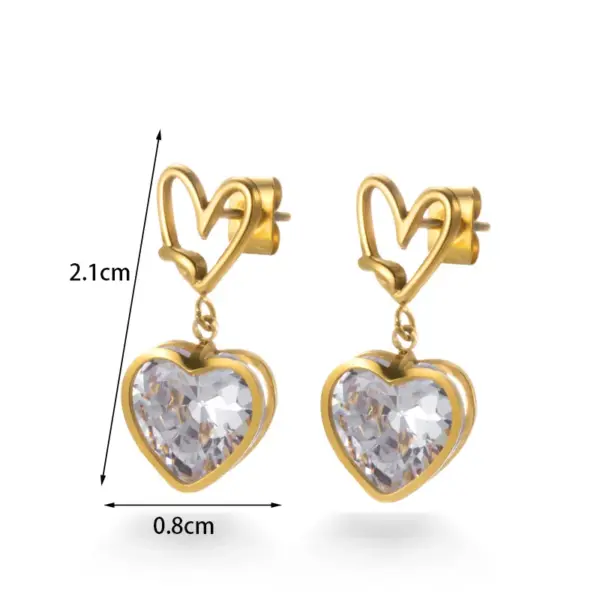 Wholesale PVD Coated Geometric Heart Shape Flower 304 Stainless Steel Elegant Basic Simple Style Waterproof Non Tarnish Drop Earrings