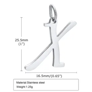 Steel Color (Single Pendant without Chain) / Letter X