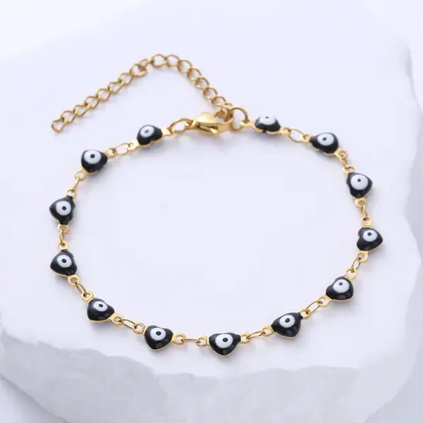 Wholesale PVD Coated 18K Gold Plated Devil'S Eye 304 Stainless Steel Fashion Waterproof Non Tarnish 304 Stainless Steel Bracelets