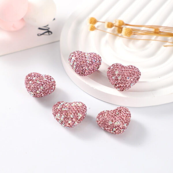 Wholesale Full Diamond Peach Heart Heart 18*24 Heart Peach Heart Handmade Accessories Cross-Border Popular Heart Creative Bead Chain Jewelry