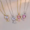 Cute Animal Titanium Steel Inlay Zircon Pendants Pendant Necklace