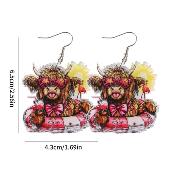 Wholesale Cross-border New Holiday Style Western Style Swimming Ring Alpine Cow Sunglasses Sun Palm Tree Acrylic Pendant Earrings
