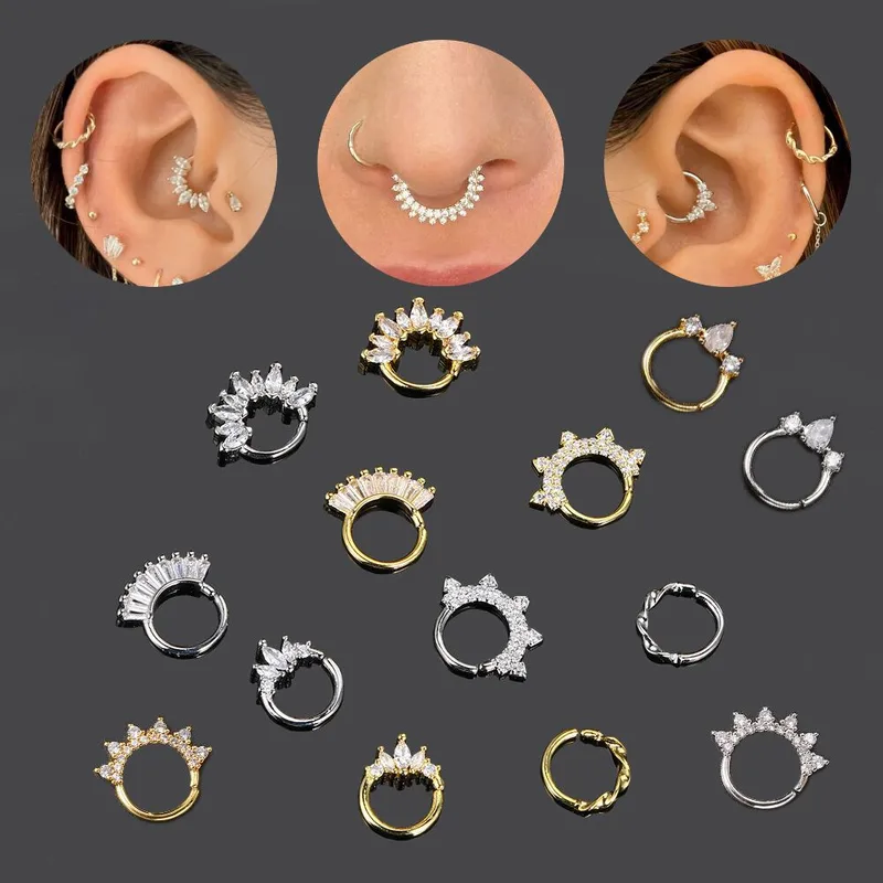 Wholesale Simple Style Classic Style Geometric Copper Inlay Rhinestones Nose Ring Nose Pin
