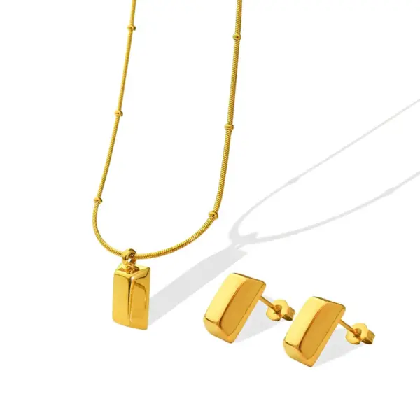 Wholesale PVD Coated Real Gold Plated 18K Gold Geometric 304 Stainless Steel Fashion Waterproof Non Tarnish Necklace