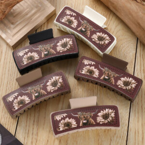 Wholesale Fengpin yak chrysanthemum red leather square hairpin