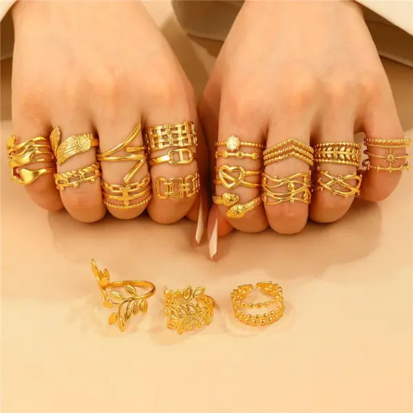 304 Stainless Steel Geometric Animal Flower Long-Lasting Plated Ion Plating (IP) K Gold Plated Silver Plated IG Style Plating Hollow Out Inlay Open Rings