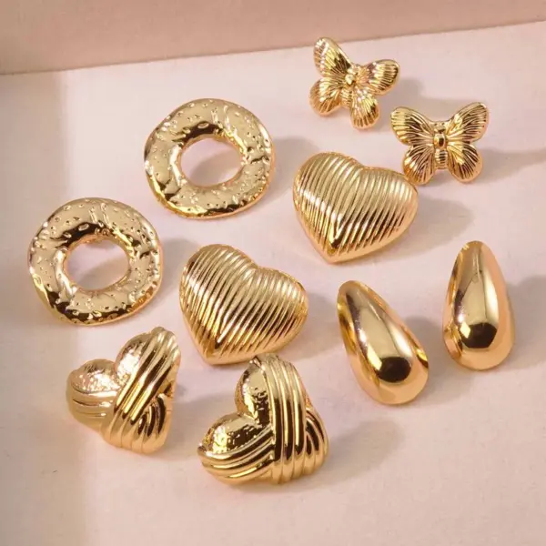 Wholesale 1 Pair Simple Style Water Droplets Heart Shape Butterfly 304 Stainless Steel Imitation Gold Electroplating Ear Studs