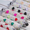 Wholesale New DIY Heart Colorful Full Diamond Beaded Touch Screen Pen Peach Heart Colorful Beaded Ballpoint Pen Jewelry Accessories