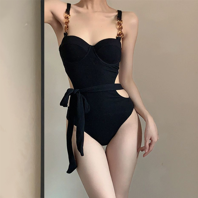 Wholesale 2024 New Summer Swimwear Women's Sexy Bikini Strap Small Chest Gathering Ser Fairy Hot Spring Seaside Vacation Swimwear