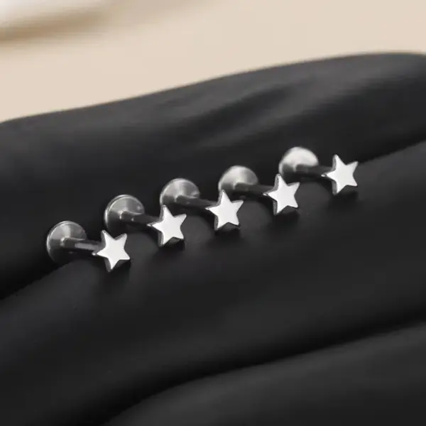 1 Piece Lip Rings Casual Star Moon Pure Titanium Titanium Alloy 14K Gold Plated White Gold Plated Lip Rings Ear Cartilage Rings & Studs