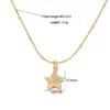 Wholesale Jewelry Elegant Sweet Simple Style Pentagram Heart Shape Bee Copper Zircon 18K Gold Plated Enamel Inlay Pendant Necklace