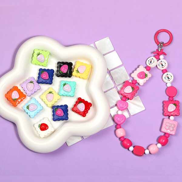 Wholesale Strawberry Bow Square Beaded String