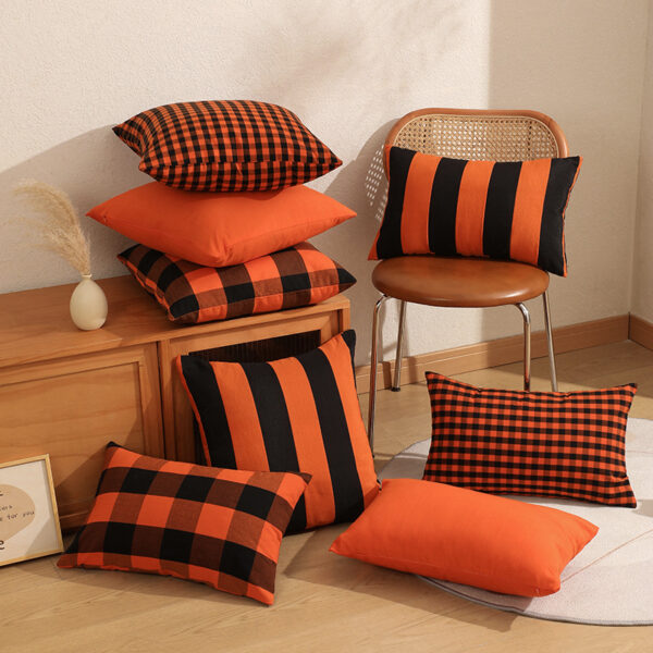 Wholesale Halloween Pillowcase Solid Color Plaid Without Core Striped Pillowcase