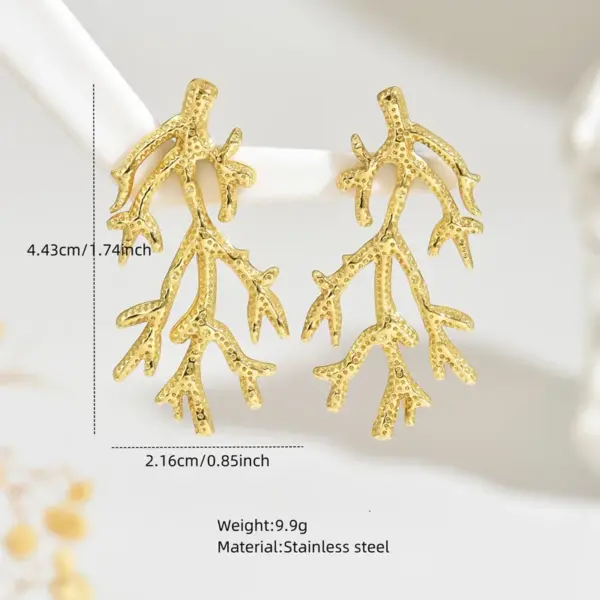 Wholesale 201 Stainless Steel 304 Stainless Steel Horns Coral Electroplating Stone-Free Imitation Gold Streetwear Plating Ear Studs