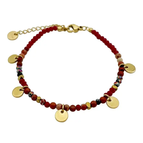 Wholesale Elegant Geometric 304 Stainless Steel Labradorite Gold Plated Natural Stone Stainless Steel Bracelets In Bulk