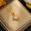 Wholesale PVD Coated Real Gold Plated Heart Shape Stainless Steel Classic Style Waterproof Non Tarnish Titanium Steel Pendant Necklace