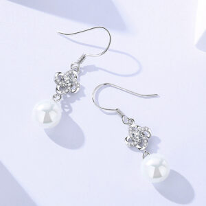 CE116_White Gold White zirconium earrings