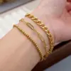 Ferroalloy Solid Color Vacuum Plating Real Gold Plated Simple Style Streetwear Waterproof Non Tarnish Gold Bracelets