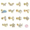 1 Piece Ear Cartilage Rings & Studs Fashion Butterfly 925 Sterling Silver Inlay Artificial Diamond