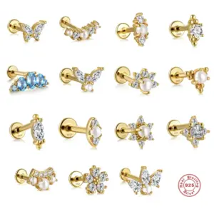 1 Piece Ear Cartilage Rings & Studs Fashion Butterfly 925 Sterling Silver Inlay Artificial Diamond