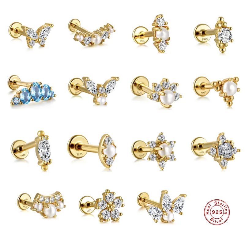 Wholesale 1 Piece Ear Cartilage Rings & Studs Fashion Butterfly 925 Sterling Sier Inlay Artificial Diamond