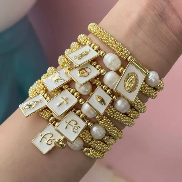 Wholesale Fashionable Butterfly Pendant Necklace Pearl Imitation Metal Copper Bead Cross Square Tag Geometric Pattern Daily Wear Women's Jewelry