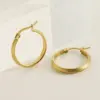 oly-c9a622ba5e8d4852462ee7f7fa1daac7 Wholesale PVD Coated 18K Gold Plated Round Stainless Steel Retro Simple Style Waterproof Non Tarnish Hoop Earrings
