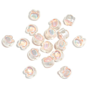 Rabbit - Silver-edged Orange Pink / 10mm four-hole beads