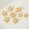 Wholesale 1 Pair Elegant Retro Artistic Geometric Flower Inlay 304 Stainless Steel Imitation Pearl 18K Gold Plated Ear Studs