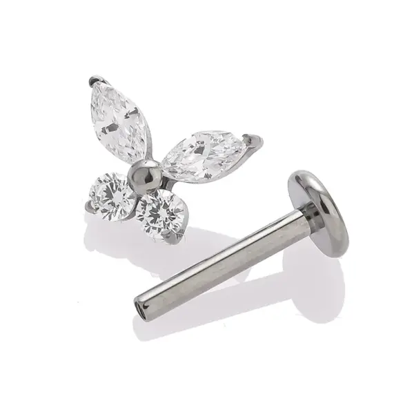 Wholesale 1 Piece Lip Rings Nordic Style Simple Style Cool Style Bee Butterfly Titanium Alloy Plating Inlay Zircon 18K Gold Plated Lip Rings Ear Cartilage Rings & Studs Nose Rings & Studs