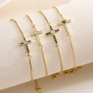 Wholesale Jewelry Retro Simple Style Cross Copper Bracelets Box Chain