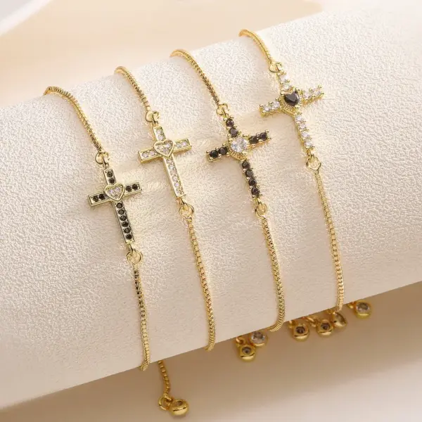 Wholesale Jewelry Retro Simple Style Cross Copper Bracelets Box Chain
