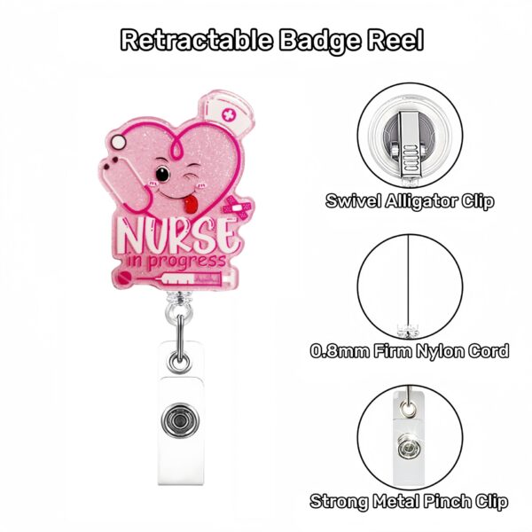 Wholesale Cross-border Hot Selling Nurse Doctor Acrylic Glitter Easy Pull Buckle DIY Bead Work Card Telescopic Badge Chest Card Holder