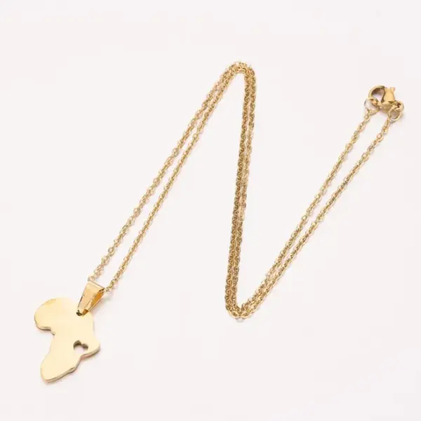 Wholesale PVD Coated 18K Gold Real Gold Plated Map 201 Stainless Steel Fashion Waterproof Non Tarnish 201 Stainless Steel Pendant Necklace