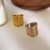 Wholesale 304 Stainless Steel Geometric PVD Coated Real Gold Plated Novelty IG Style Waterproof Non Tarnish Criss Cross Surgical Steel Gold Silver Rings