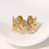 oly-c9c8b1af670902c766ca70add40dc7a2 Wholesale PVD Coated Real Gold Plated 18K Gold Flower 304 Stainless Steel IG Style Pastoral Simple Style Waterproof Non Tarnish Open Rings
