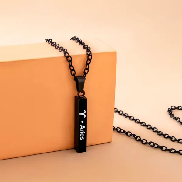 Wholesale 12 Constellation Stainless Steel Ing Pillar Necklace