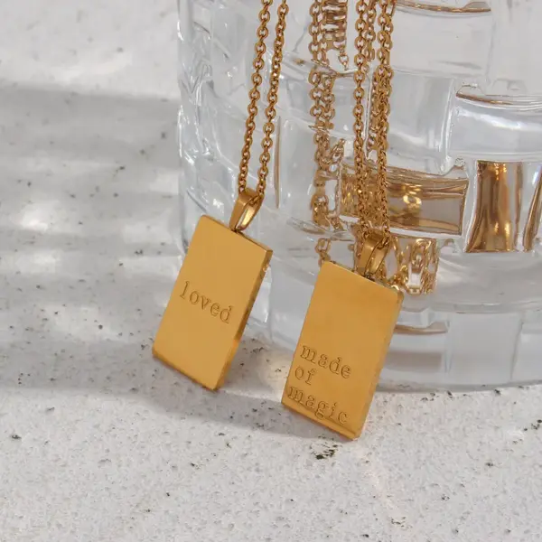 Wholesale Jewelry Retro Letter Square 304 Stainless Steel 18K Gold Plated Plating