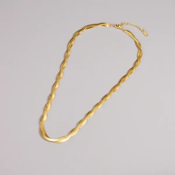Wholesale 304 Stainless Steel Twist PVD Coated 18K Real Gold Plated Simple Style Waterproof Non Tarnish Plating Gold Silver Necklace
