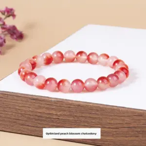 Optimized Peach Floating Flower Chalcedony Bracelet / Diameter 6.1-6.8mm (about 30-32 Pieces)