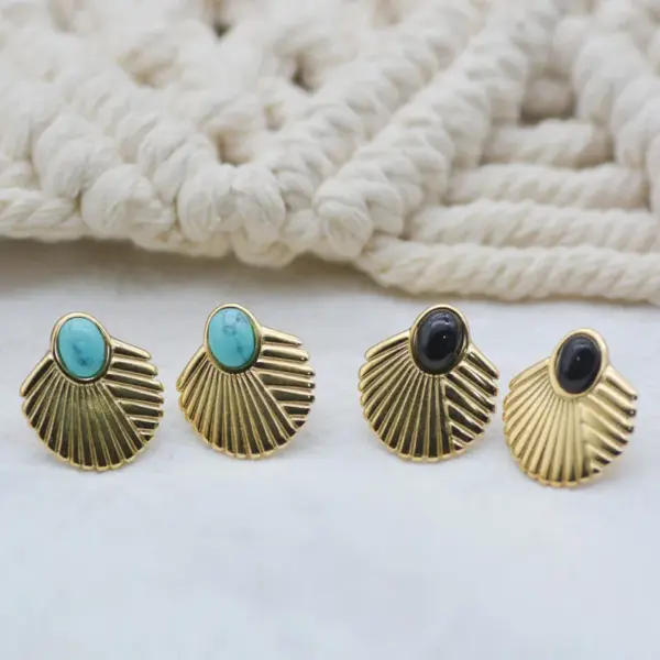 Wholesale PVD Coated 14K Gold Real Gold Plated Geometric Stainless Steel Fashion Waterproof Non Tarnish Earrings Ear Studs