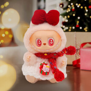 Rx283 christmas set [red bow + white knitted skirt + red rainbow scarf three-piece set (doll not included)