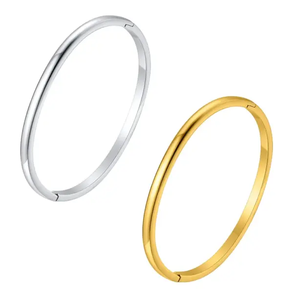 304 Stainless Steel Solid Color PVD Coated Real Gold Plated 18K Gold Simple Style Waterproof Non Tarnish Gold Sier Bangle