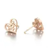 PVD Coated Real Gold Plated Heart Shape Flower Stainless Steel Simple Style Waterproof Non Tarnish Ear Studs